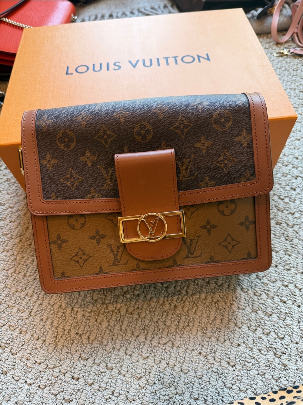 Louis Vuitton Monogram Flap Bag in Brown and Tan with Gold Hardware